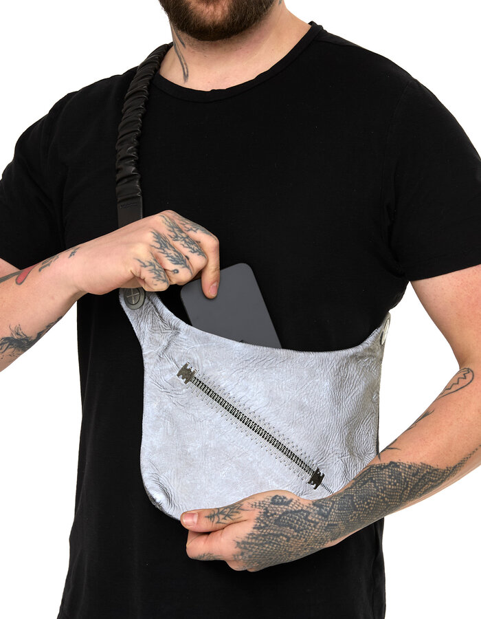 ISAAC SELLAM EXPERIENCE PASSAGER LAMBSKIN CROSS-BODY BAG - REFLECTIVE