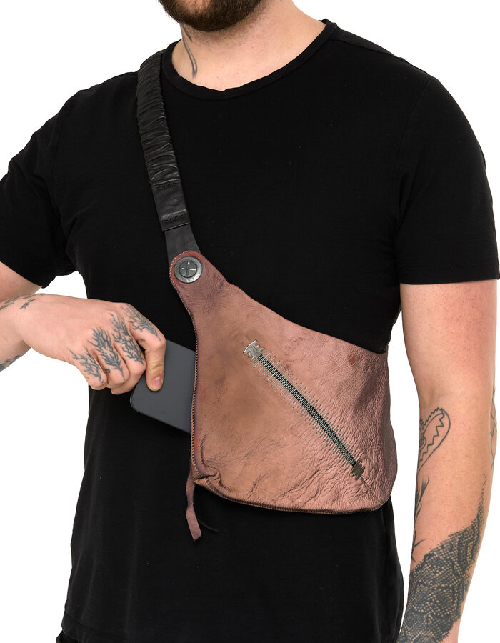ISAAC SELLAM EXPERIENCE PASSAGER LAMBSKIN CROSS-BODY BAG - REFLECTIVE COPPER
