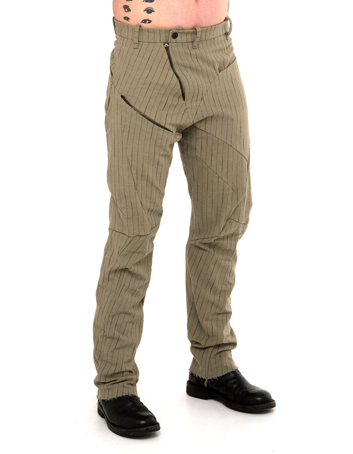 LEON EMANUEL BLANCK DISTORTION WORKERS PANT - PINSTRIPE HERRINGBONE