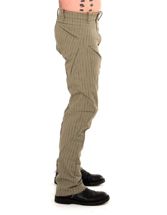LEON EMANUEL BLANCK DISTORTION WORKERS PANT - PINSTRIPE HERRINGBONE