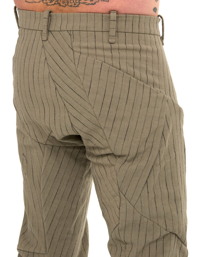 LEON EMANUEL BLANCK DISTORTION WORKERS PANT - PINSTRIPE HERRINGBONE