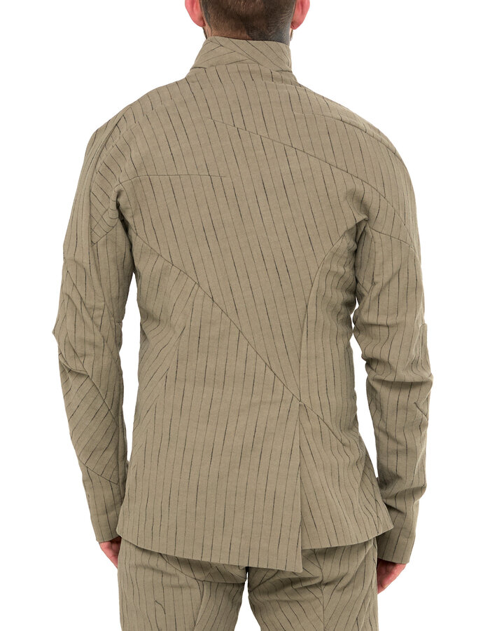 LEON EMANUEL BLANCK DISTORTION SHORT BLAZER - PINSTRIPE HERRINGBONE