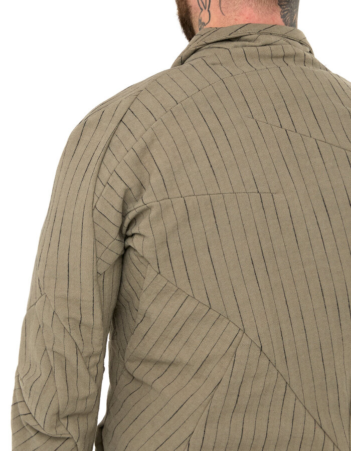 LEON EMANUEL BLANCK DISTORTION SHORT BLAZER - PINSTRIPE HERRINGBONE