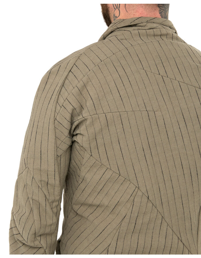LEON EMANUEL BLANCK DISTORTION SHORT BLAZER - PINSTRIPE HERRINGBONE