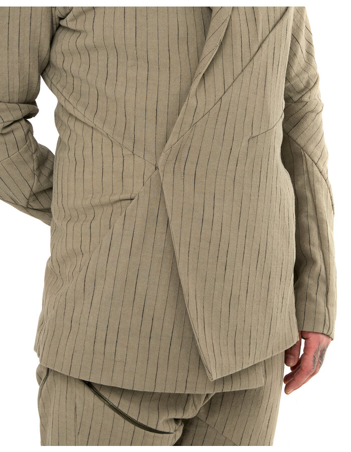 LEON EMANUEL BLANCK DISTORTION SHORT BLAZER - PINSTRIPE HERRINGBONE