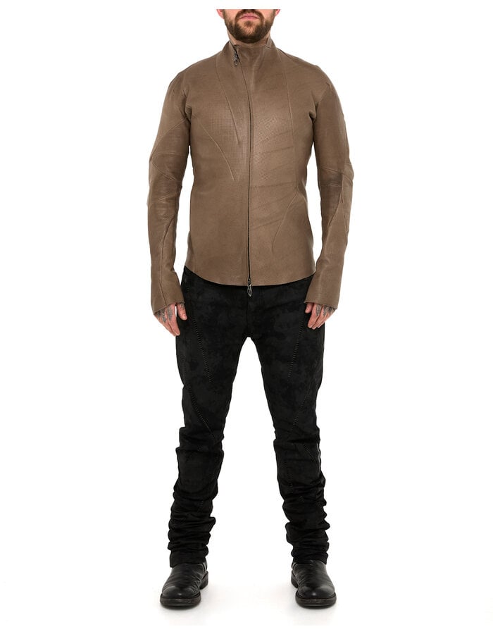 LEON EMANUEL BLANCK DISTORTION AVIATOR JACKET - PERFORATED CALF