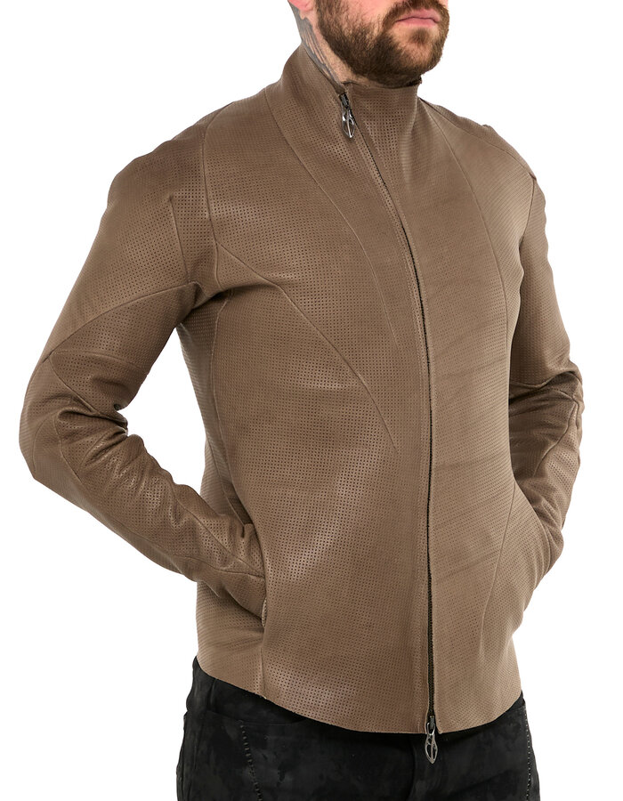 LEON EMANUEL BLANCK DISTORTION AVIATOR JACKET - PERFORATED CALF
