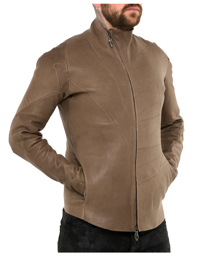 LEON EMANUEL BLANCK DISTORTION AVIATOR JACKET - PERFORATED CALF