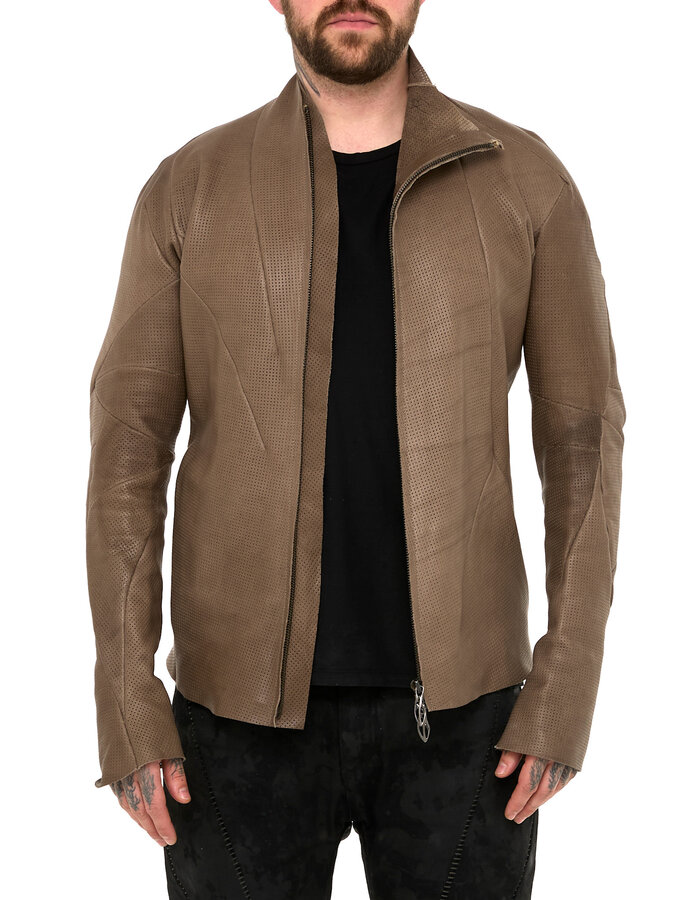 LEON EMANUEL BLANCK DISTORTION AVIATOR JACKET - PERFORATED CALF