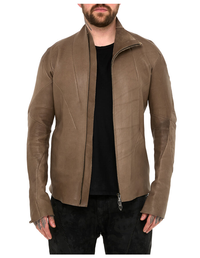 LEON EMANUEL BLANCK DISTORTION AVIATOR JACKET - PERFORATED CALF