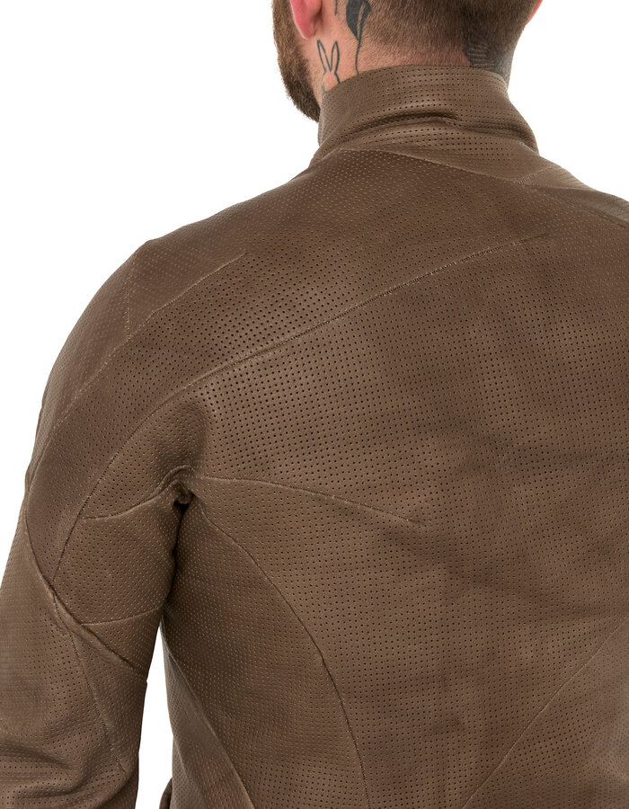 LEON EMANUEL BLANCK DISTORTION AVIATOR JACKET - PERFORATED CALF