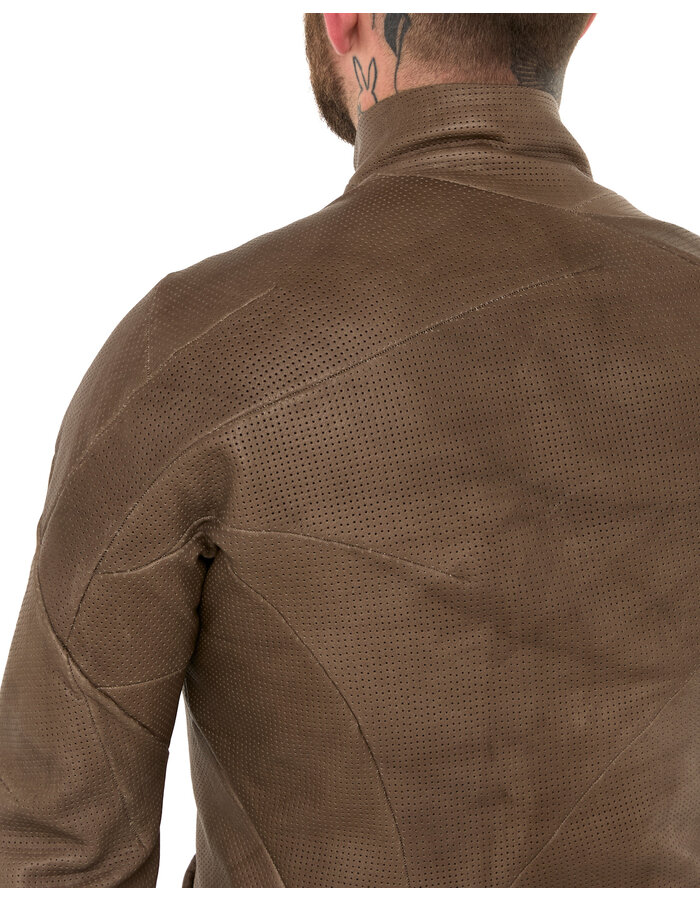 LEON EMANUEL BLANCK DISTORTION AVIATOR JACKET - PERFORATED CALF