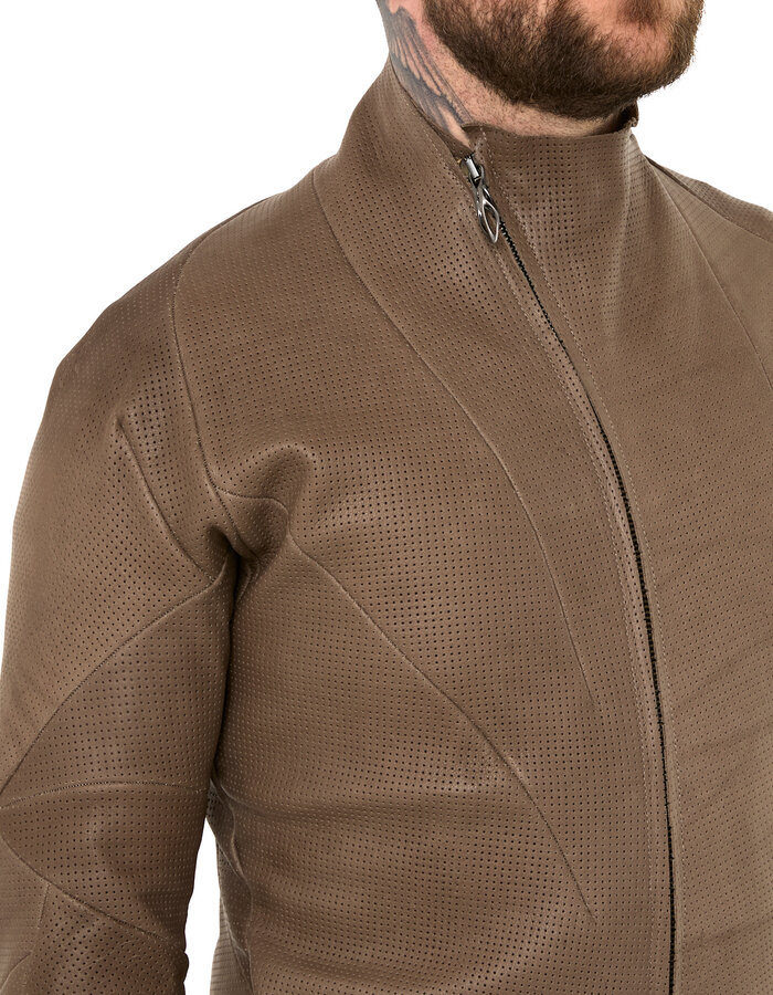 LEON EMANUEL BLANCK DISTORTION AVIATOR JACKET - PERFORATED CALF