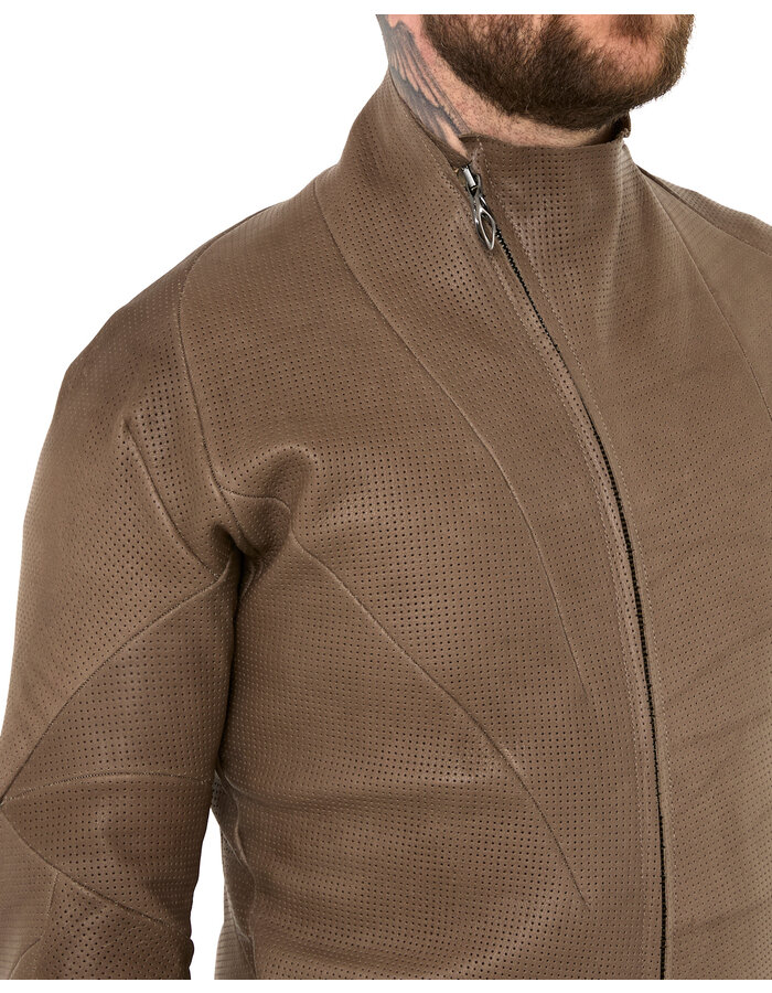 LEON EMANUEL BLANCK DISTORTION AVIATOR JACKET - PERFORATED CALF
