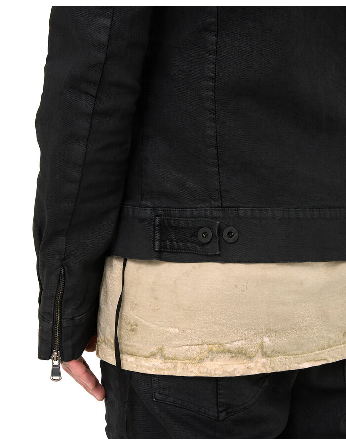 MD75 COATED DENIM ZIP FRONT TRUCKER JACKET - BLACK