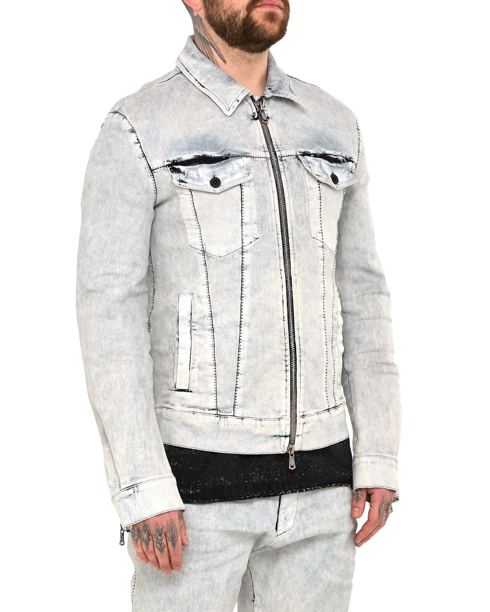 COATED DENIM ZIP FRONT TRUCKER JACKET - WHITE - Shop COATED DENIM ZIP FRONT TRUCKER JACKET - WHITE - Shop