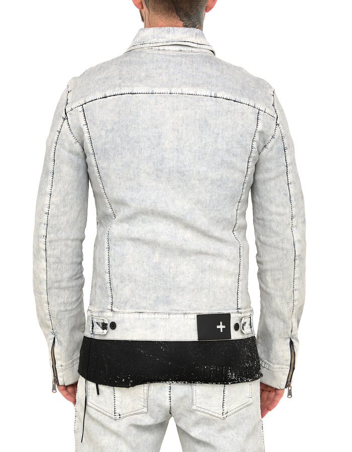 MD75 COATED DENIM ZIP FRONT TRUCKER JACKET - WHITE