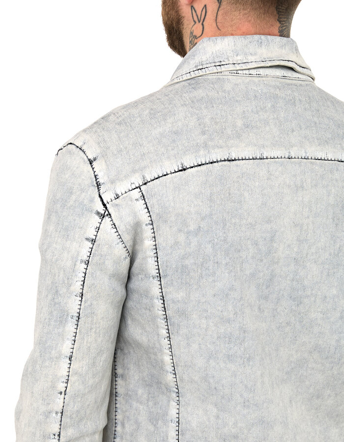 MD75 COATED DENIM ZIP FRONT TRUCKER JACKET - WHITE