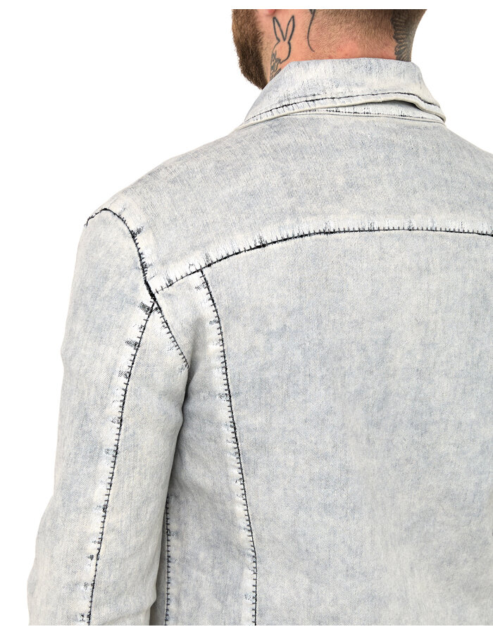 MD75 COATED DENIM ZIP FRONT TRUCKER JACKET - WHITE