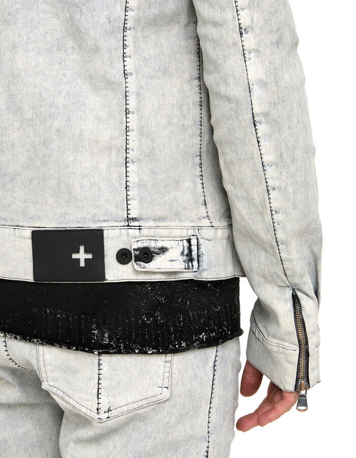 MD75 COATED DENIM ZIP FRONT TRUCKER JACKET - WHITE