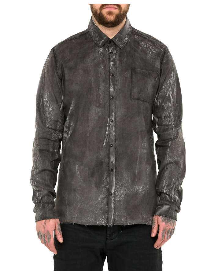 MD75 SALT DYE SNAP FRONT LINEN SHIRT