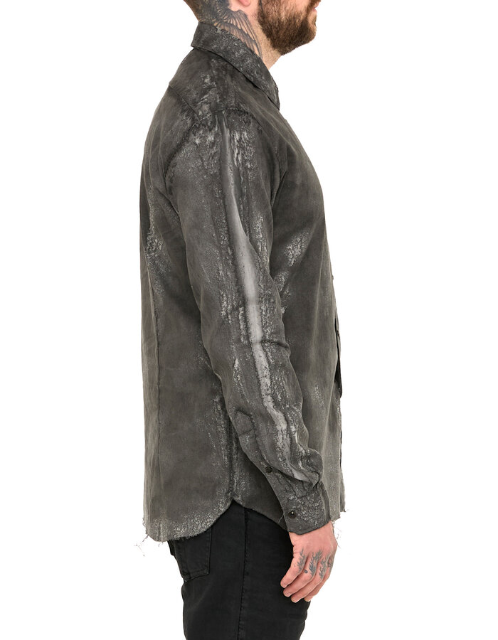 MD75 SALT DYE SNAP FRONT LINEN SHIRT