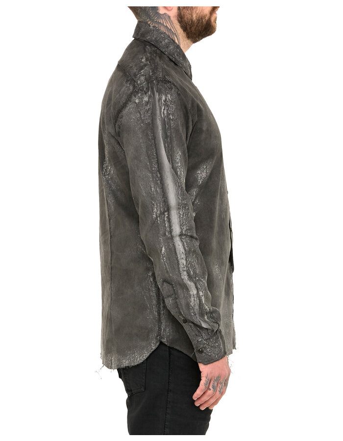 MD75 SALT DYE SNAP FRONT LINEN SHIRT