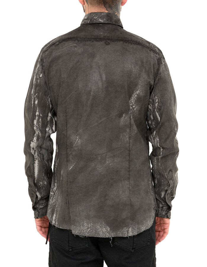 MD75 SALT DYE SNAP FRONT LINEN SHIRT