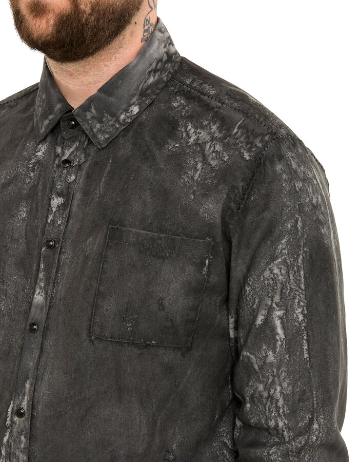 MD75 SALT DYE SNAP FRONT LINEN SHIRT