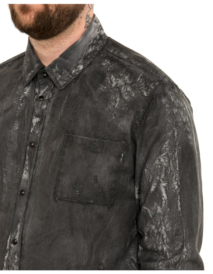 MD75 SALT DYE SNAP FRONT LINEN SHIRT