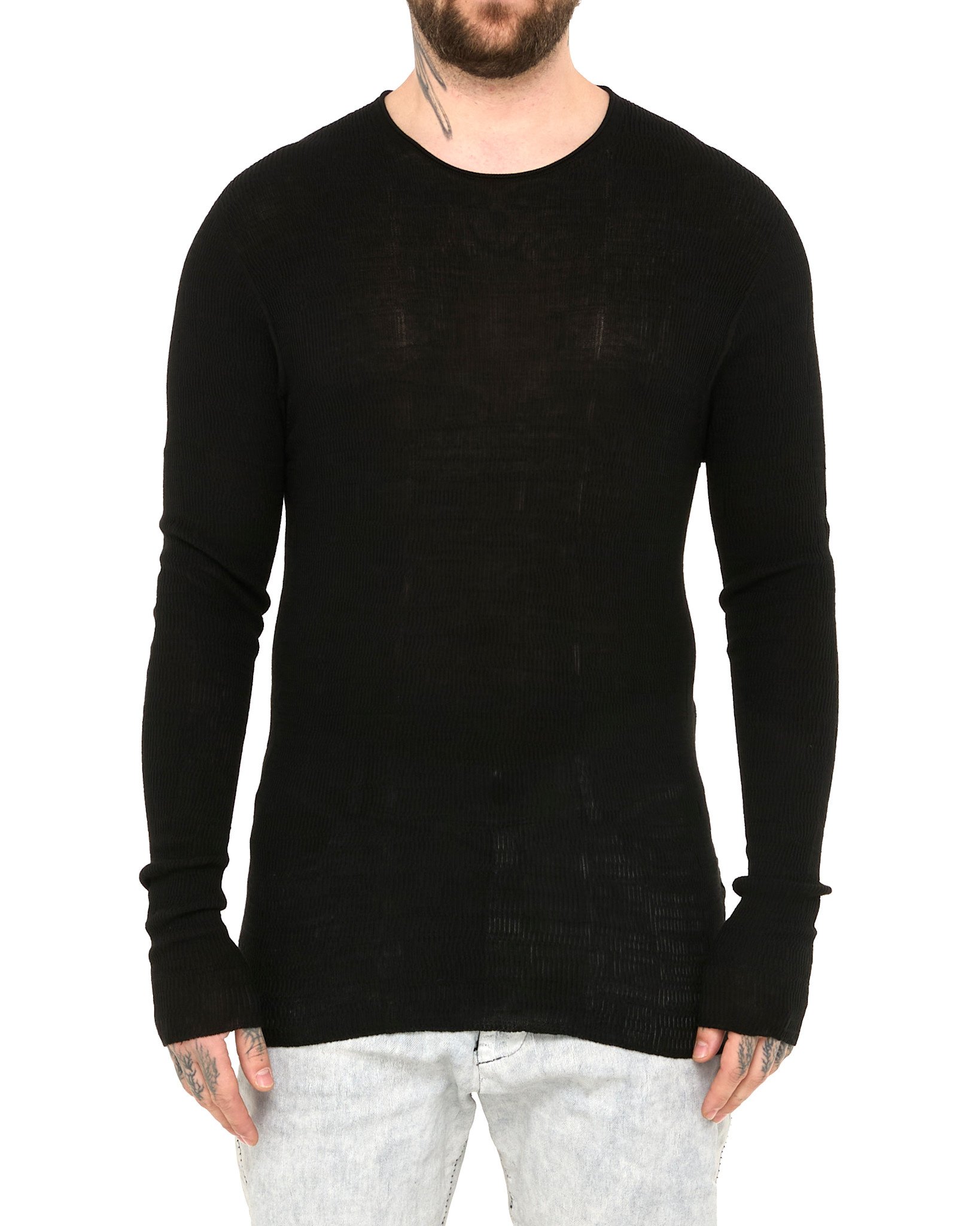 TEXTURED LIGHT KNIT COTTON LONGSLEEVE