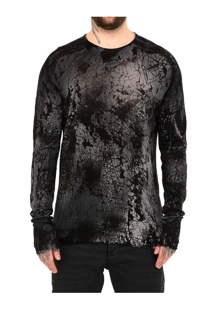 MD75 "BLACK HEART" MARBLE HAND DYE LIGHT KNIT LONGSLEEVE