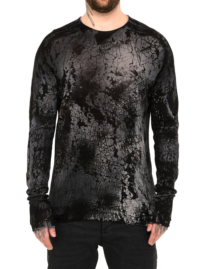 MD75 "BLACK HEART" MARBLE HAND DYE LIGHT KNIT LONGSLEEVE