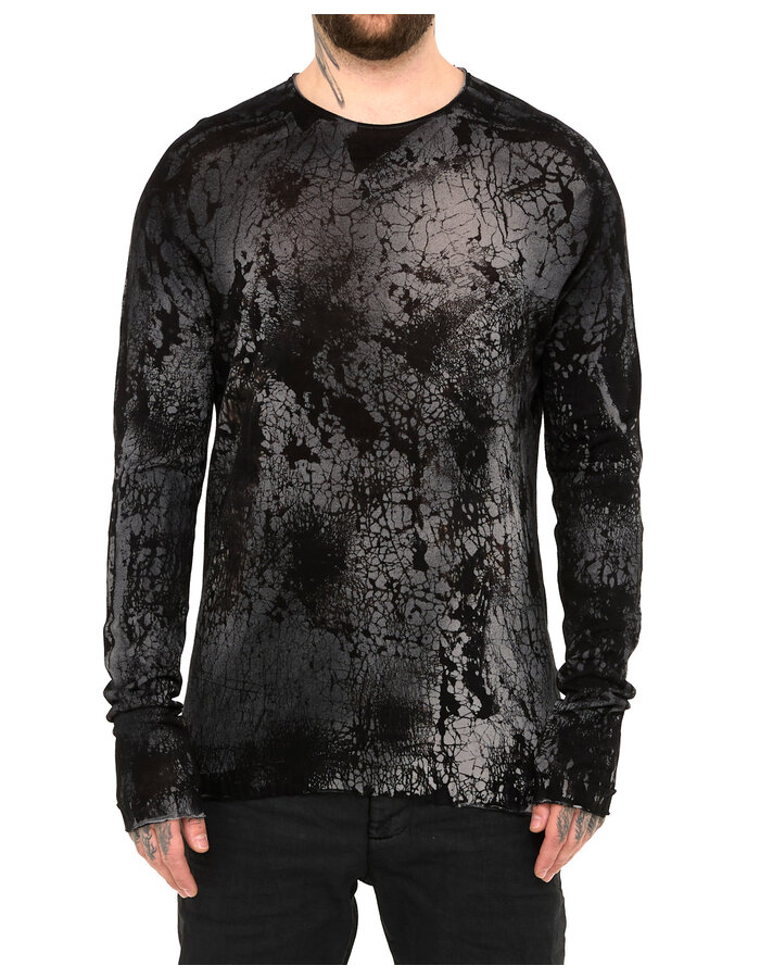 MD75 "BLACK HEART" MARBLE HAND DYE LIGHT KNIT LONGSLEEVE