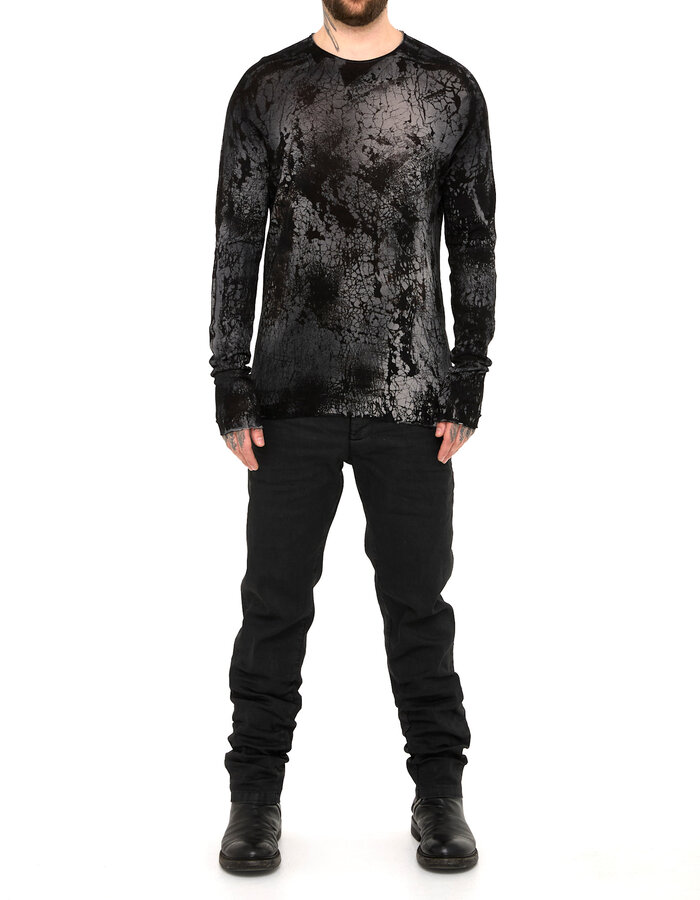 MD75 "BLACK HEART" MARBLE HAND DYE LIGHT KNIT LONGSLEEVE