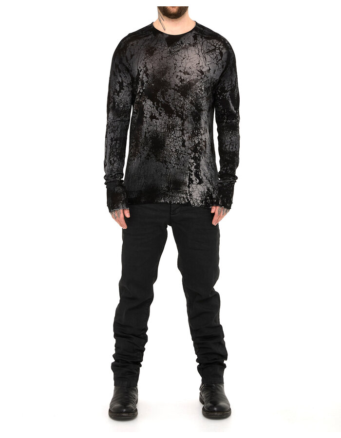 MD75 "BLACK HEART" MARBLE HAND DYE LIGHT KNIT LONGSLEEVE