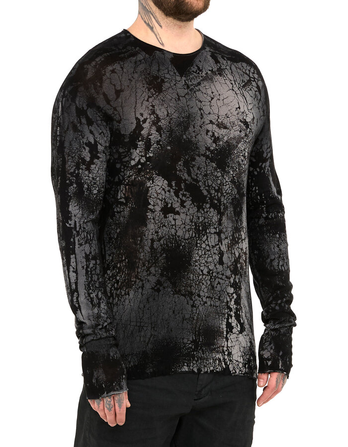MD75 "BLACK HEART" MARBLE HAND DYE LIGHT KNIT LONGSLEEVE