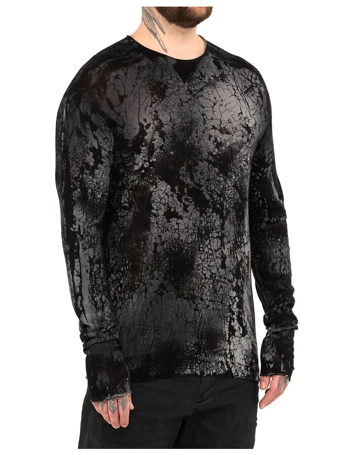 MD75 "BLACK HEART" MARBLE HAND DYE LIGHT KNIT LONGSLEEVE