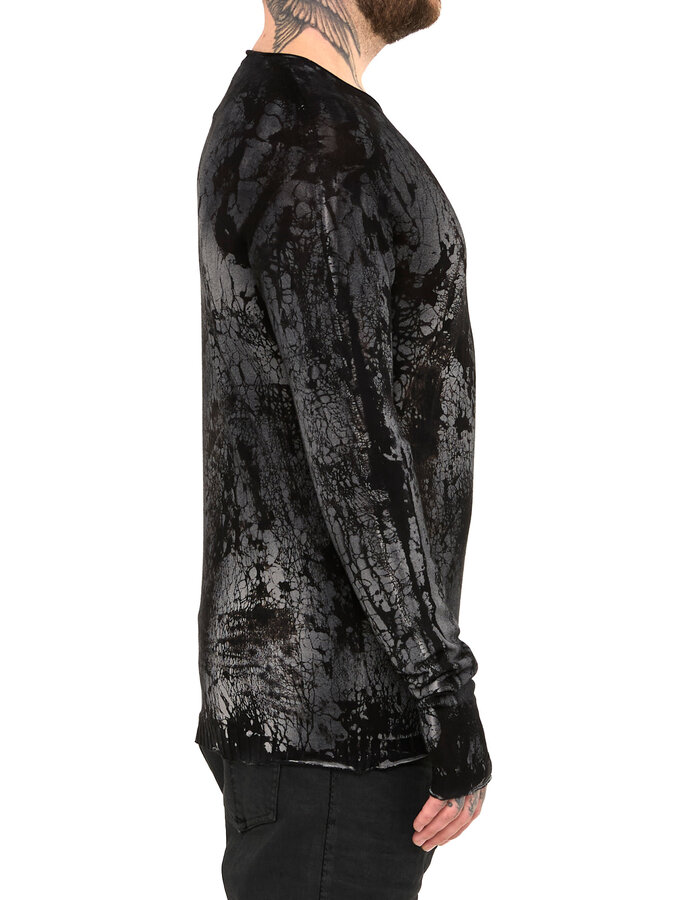 MD75 "BLACK HEART" MARBLE HAND DYE LIGHT KNIT LONGSLEEVE
