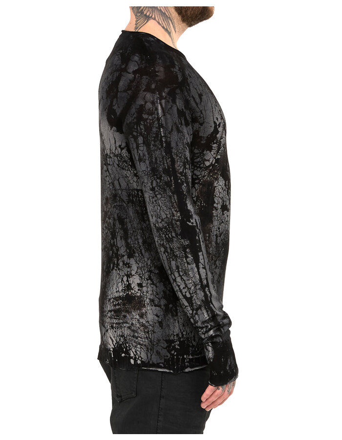 MD75 "BLACK HEART" MARBLE HAND DYE LIGHT KNIT LONGSLEEVE