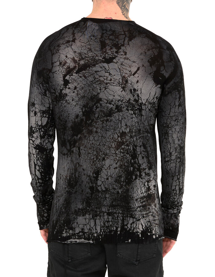 MD75 "BLACK HEART" MARBLE HAND DYE LIGHT KNIT LONGSLEEVE