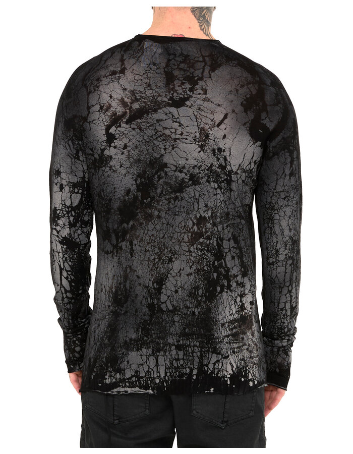 MD75 "BLACK HEART" MARBLE HAND DYE LIGHT KNIT LONGSLEEVE