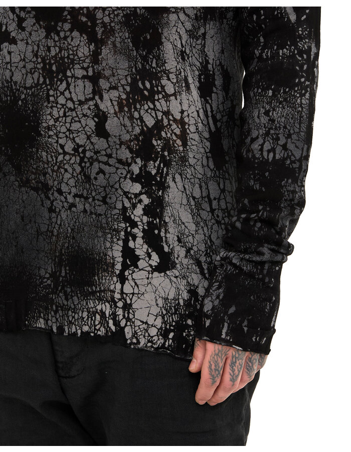 MD75 "BLACK HEART" MARBLE HAND DYE LIGHT KNIT LONGSLEEVE