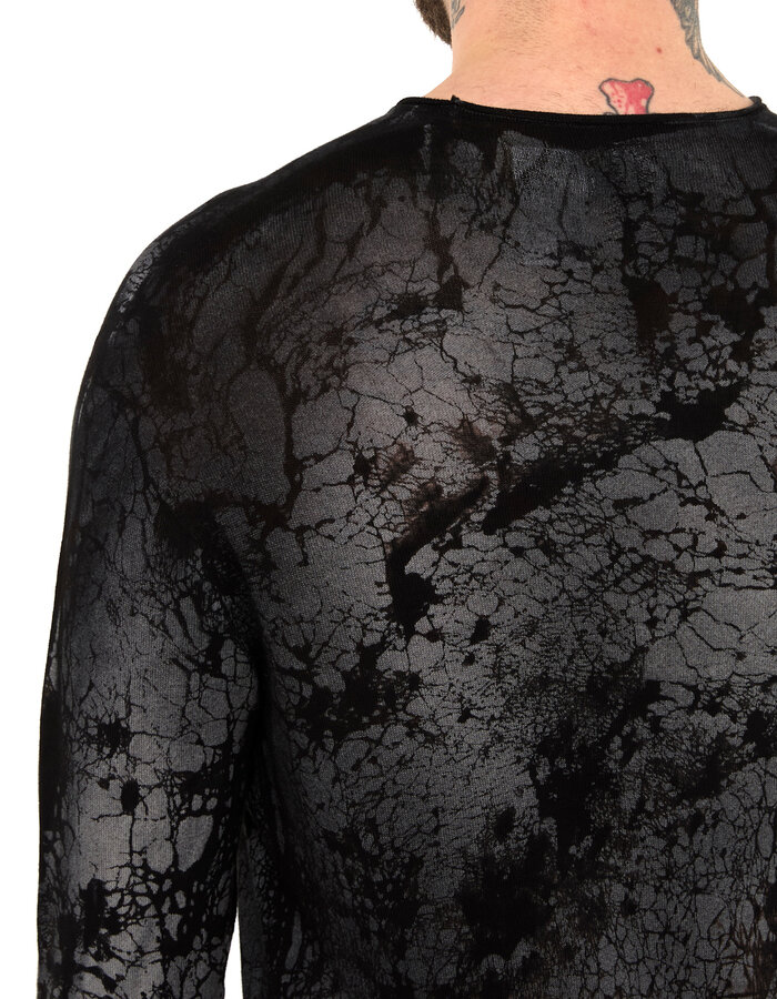 MD75 "BLACK HEART" MARBLE HAND DYE LIGHT KNIT LONGSLEEVE