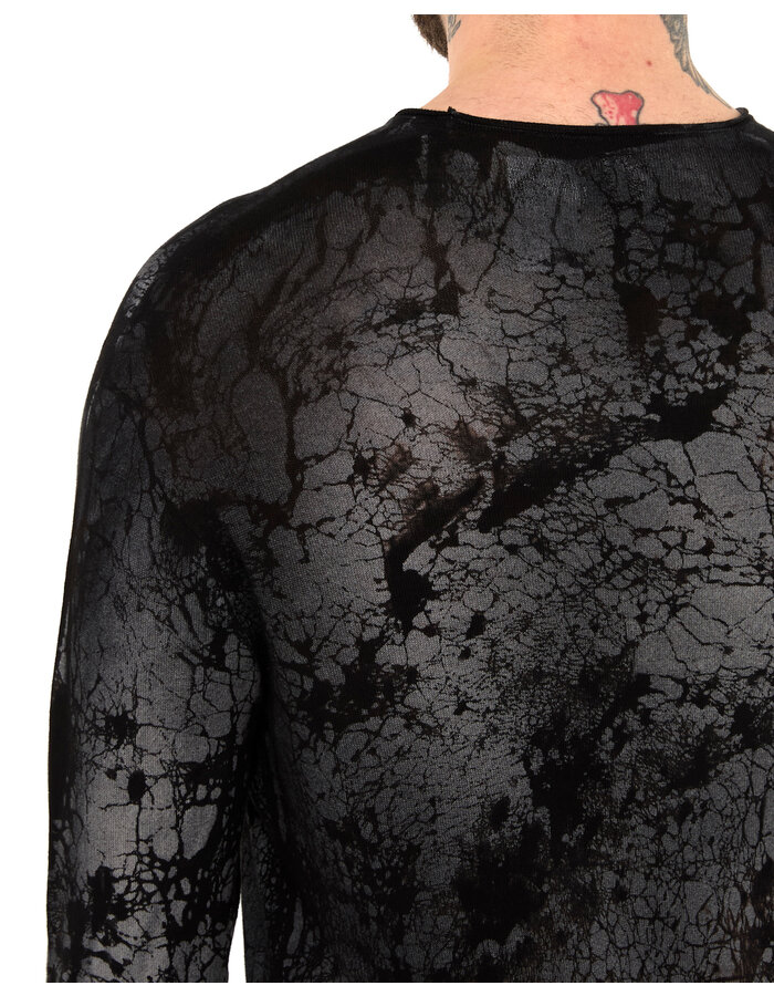 MD75 "BLACK HEART" MARBLE HAND DYE LIGHT KNIT LONGSLEEVE