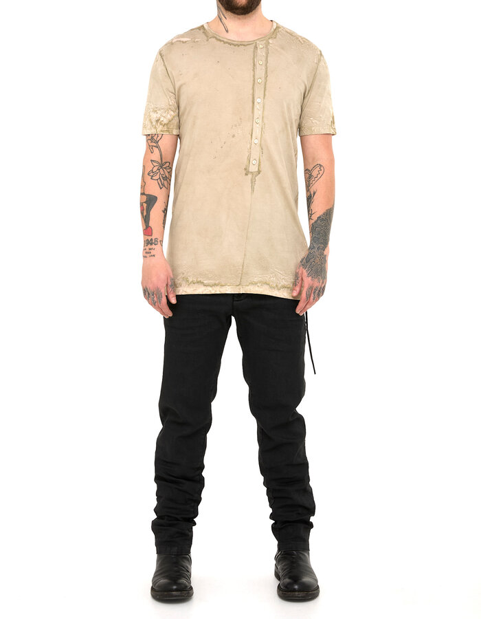 MD75 SALT DYE OFF CENTER HENLEY T-SHIRT
