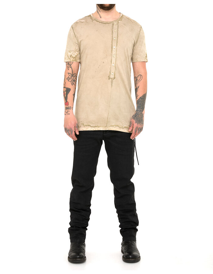 MD75 SALT DYE OFF CENTER HENLEY T-SHIRT