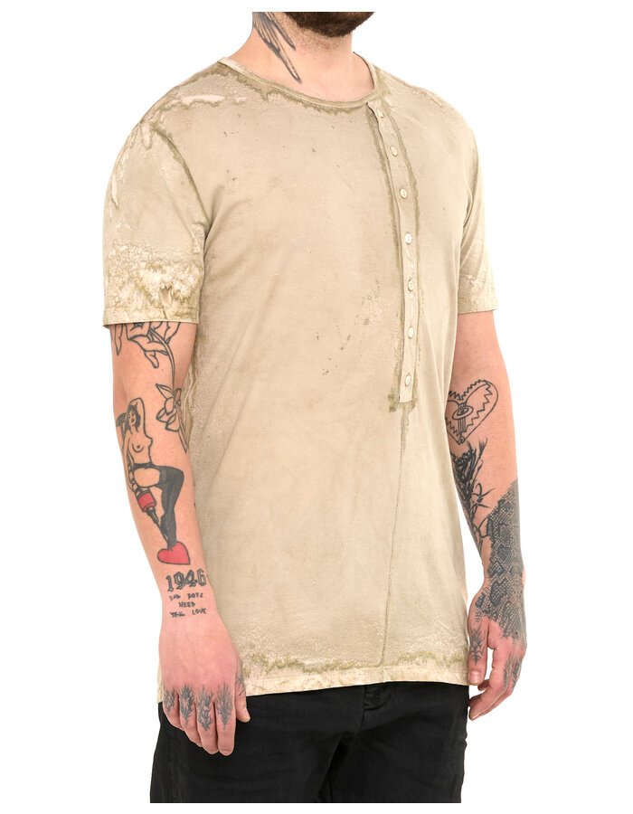 MD75 SALT DYE OFF CENTER HENLEY T-SHIRT