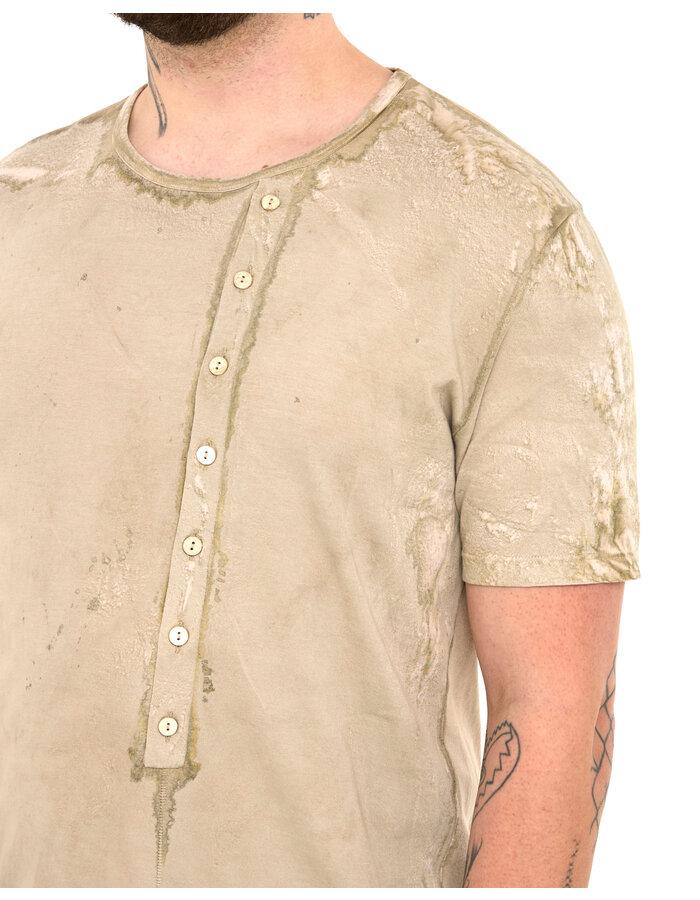 MD75 SALT DYE OFF CENTER HENLEY T-SHIRT