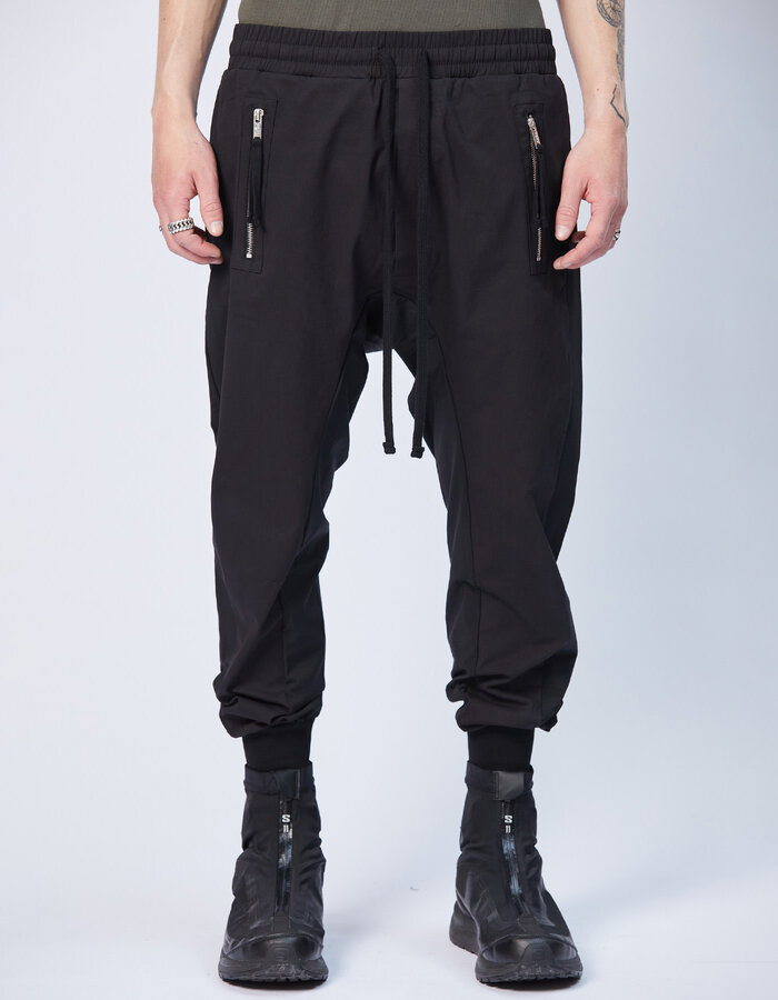 THOM KROM HYPER STRETCH NYLON CONTRAST PANEL JOGGER - BLACK